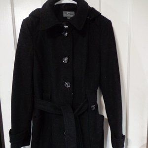 Gallery Medium Black Button Down Lined Peacoat Like New